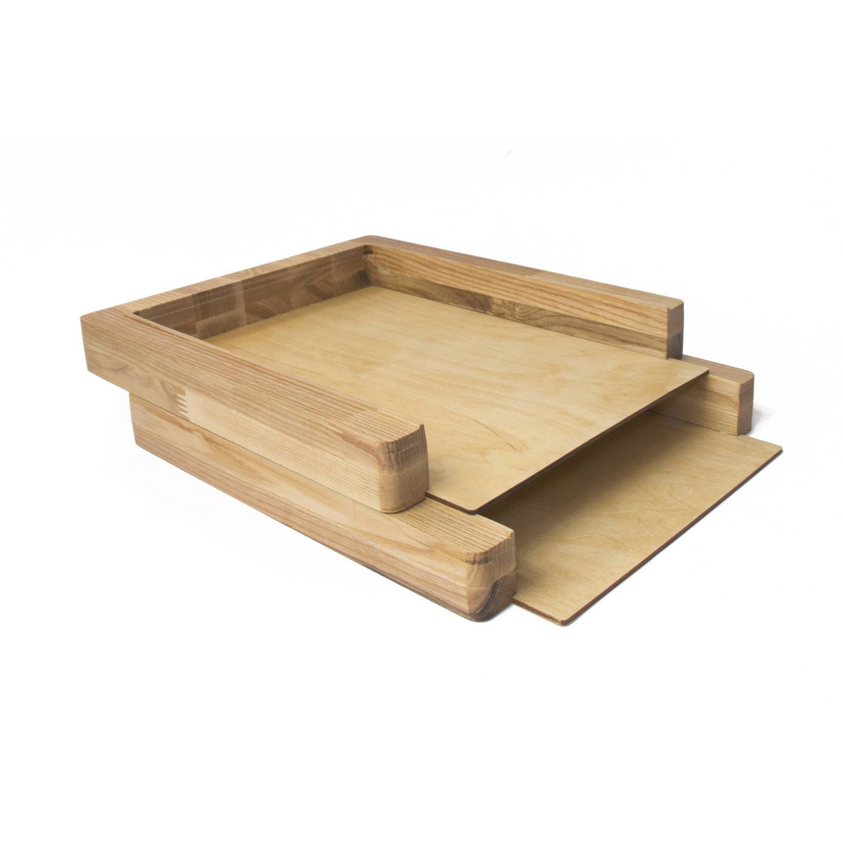 Bac à papier, Lot de 2 bacs à papier en bois