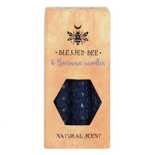 Pack of 6 'Blue' Beeswax Spell Candles