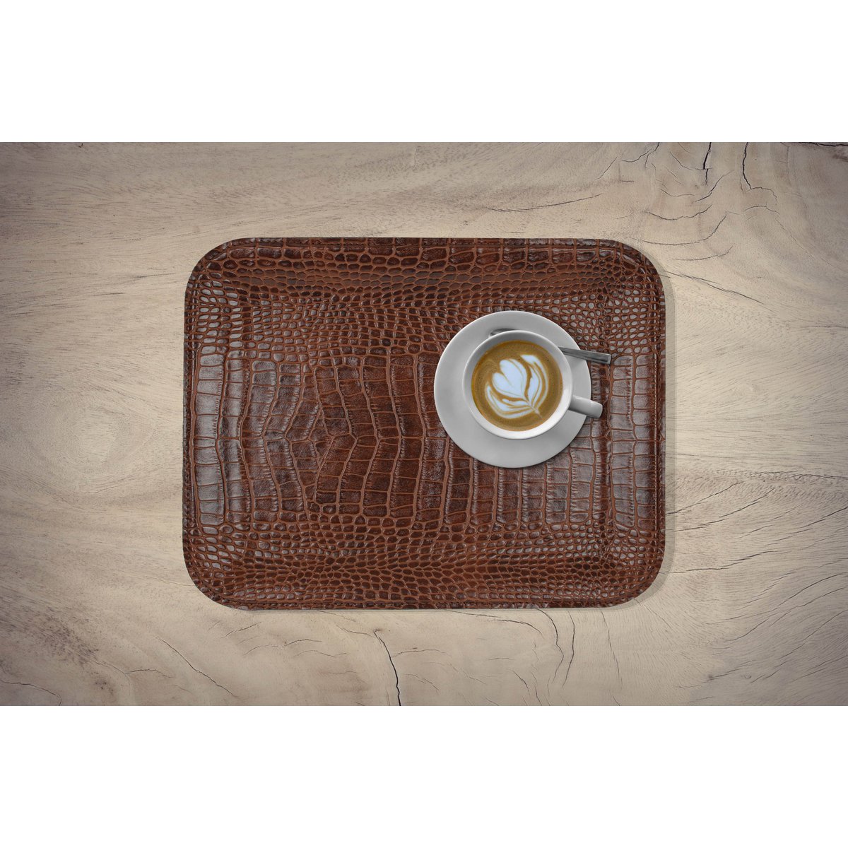Plateau plat petit crocodile marron clair