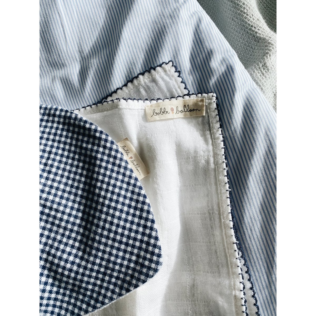 Mussola con bordino all'uncinetto - blu navy
