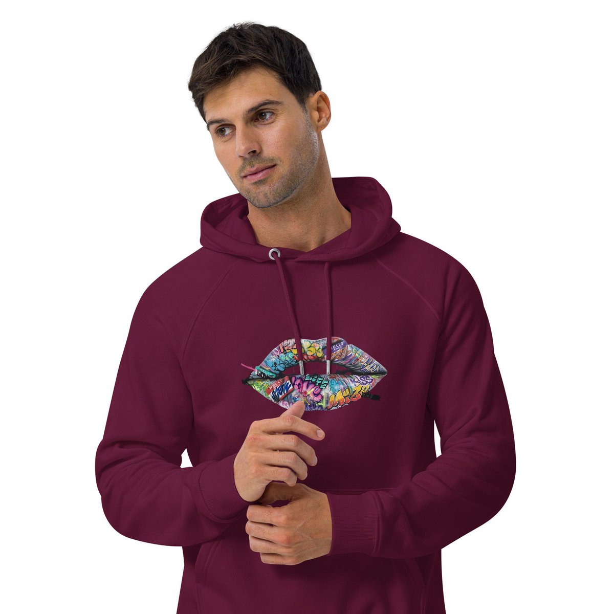 Lipstickjungle unisex økologisk raglan hættetrøje