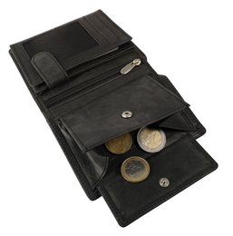 Accent ægte læder (Hunter læder) pung, RFID, portrætformat, "Fischer/Angler", sort
