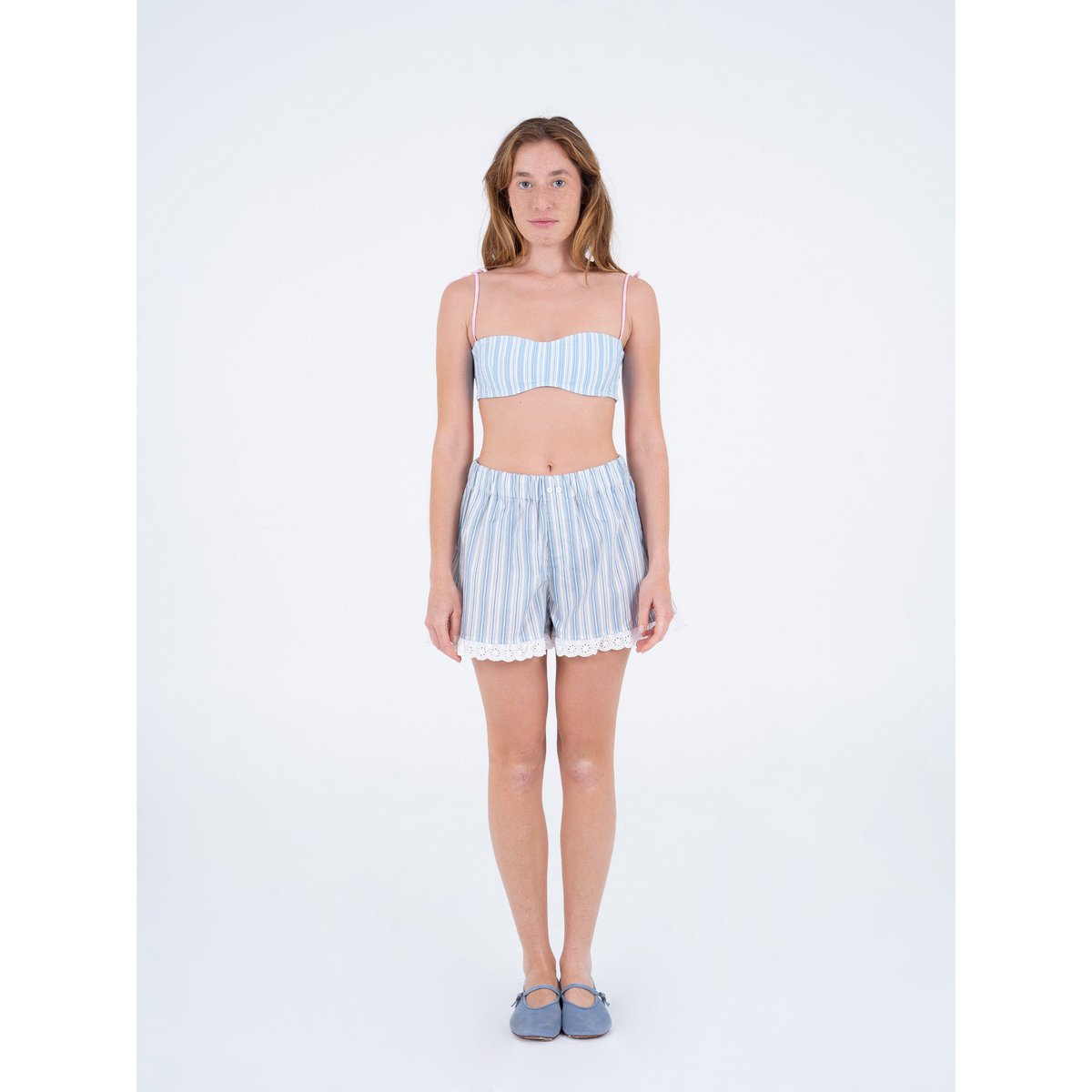 Aquatic Striped Print Shorts