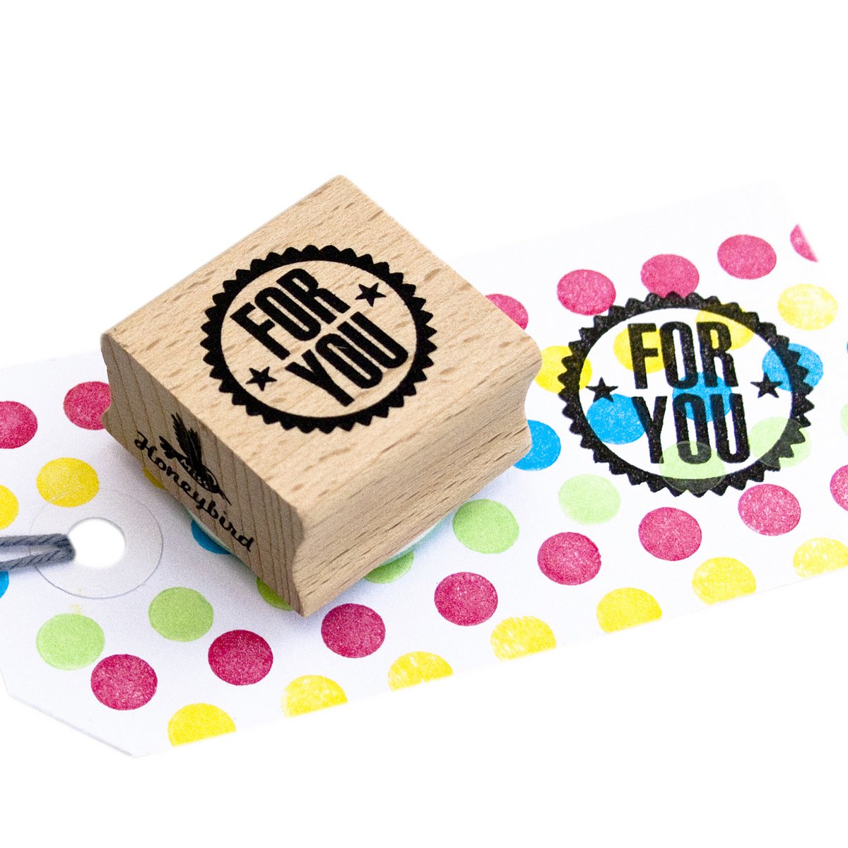 Ronde stempel - "FOR YOU" tekst - Mintgroen