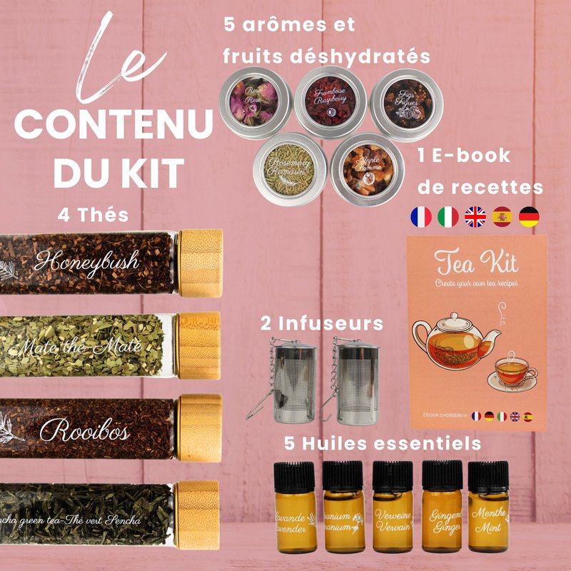 L&G® Tesæt Infusionsforberedelse og smagning - Gaveideer - Original gør-det-selv te-gaveæske - Jul, fødselsdag - Fremstillet i Frankrig - Kvalitetsingredienser og tilbehør