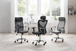 Black office chair with mesh headrests