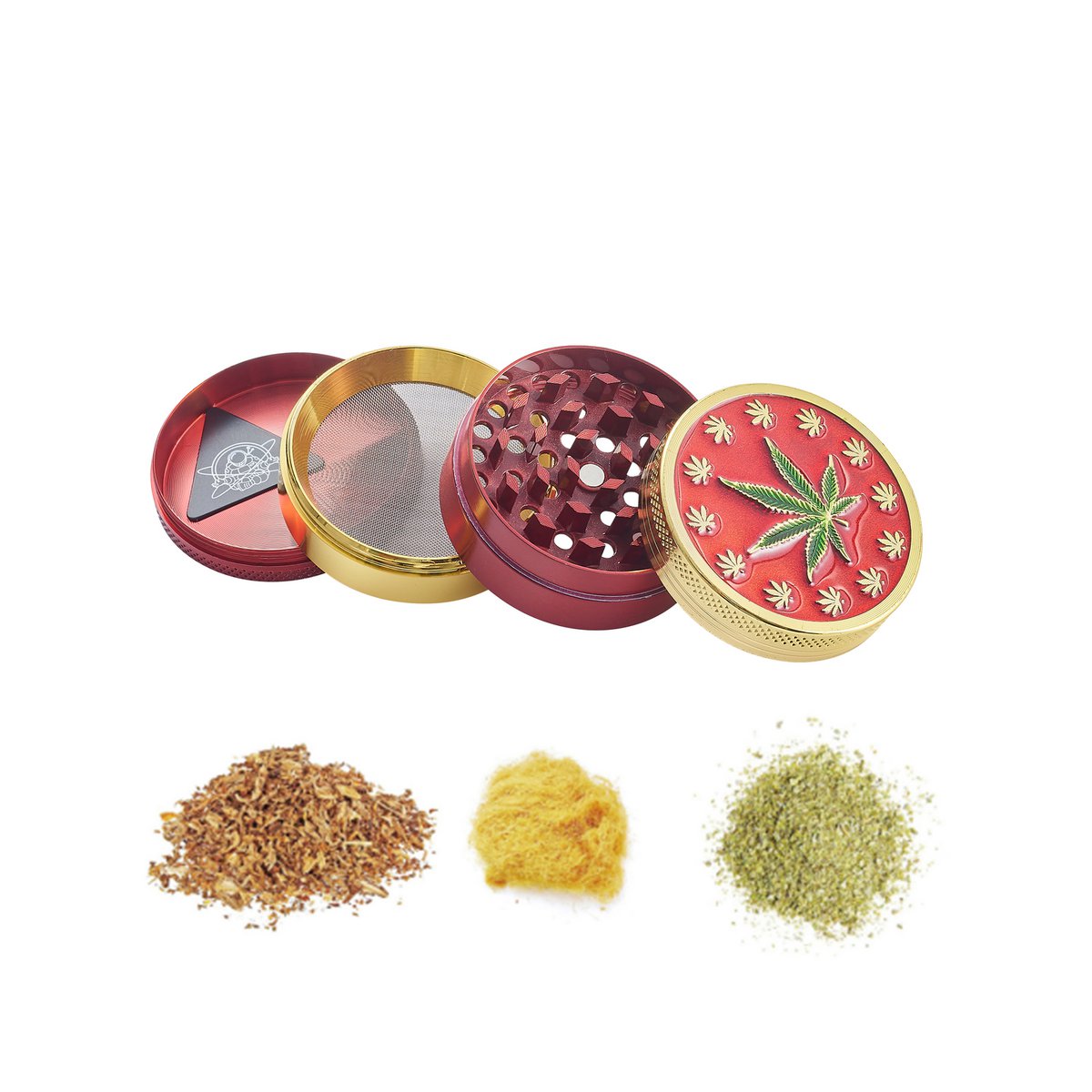 Display voor 9 kruidenmolens met bladpatroon - Blauw, Rood en Groen