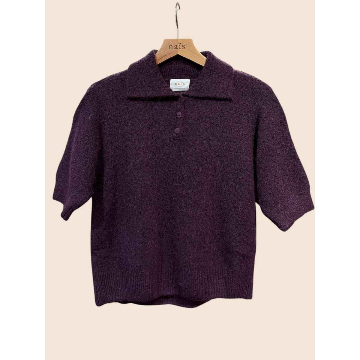 Pull col polo manches courtes en alpaga