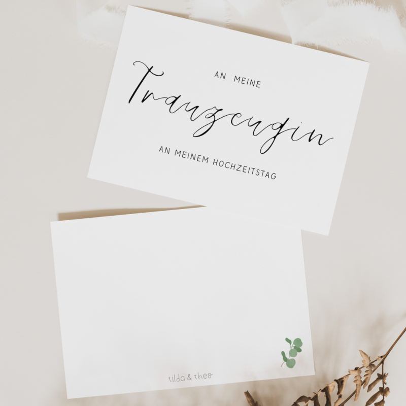 Takkekort til maid of honor og bedste mand "Til min maid of honor på min bryllupsdag"