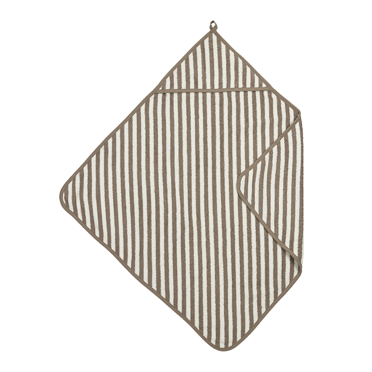 Badcape badstof jacquard Fat Stripe Taupe