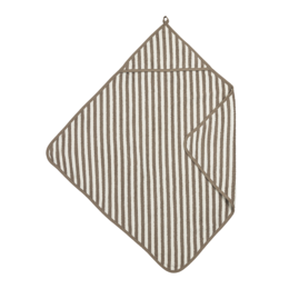 Badcape badstof jacquard Fat Stripe Taupe