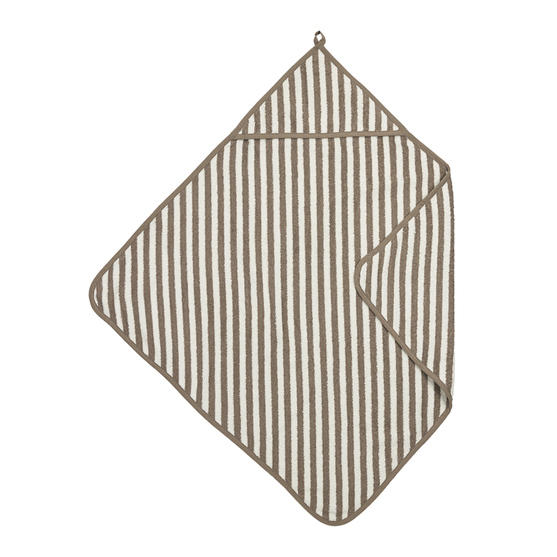 Badcape badstof jacquard Fat Stripe Taupe