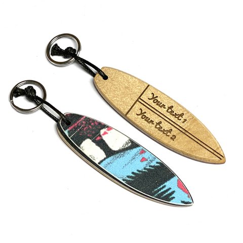 Houten sleutelhanger, gepersonaliseerde surfplank sleutelhanger, gemaakt van gerecycled skateboardhout