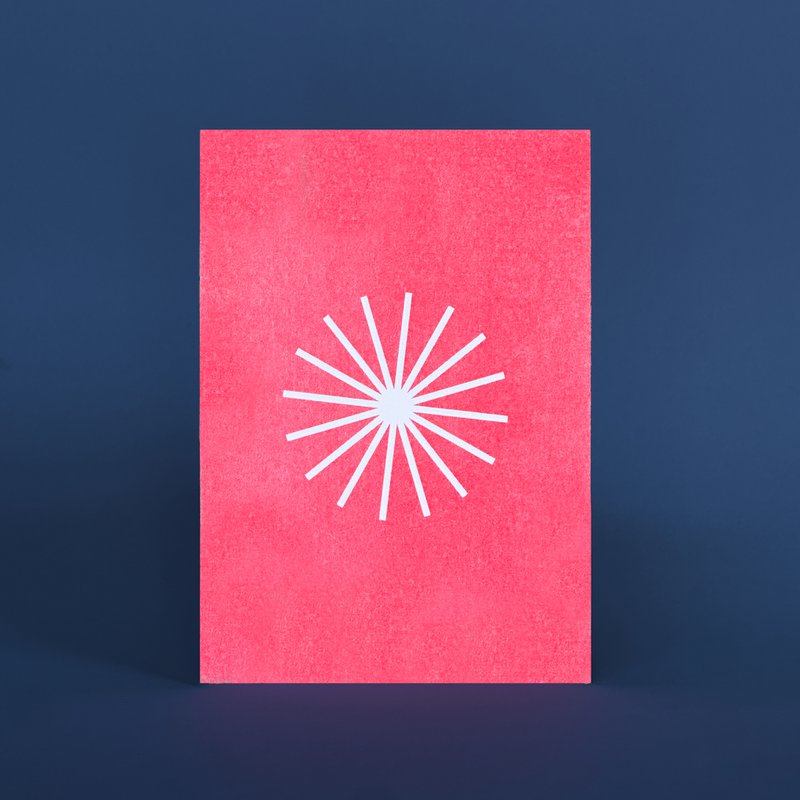 Risographie Postkarte – Neon Stern – DIN A6