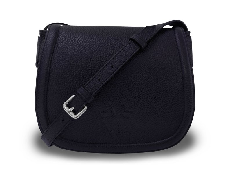 Læder Besace håndtaske - Lake View - Navy - Rød kant