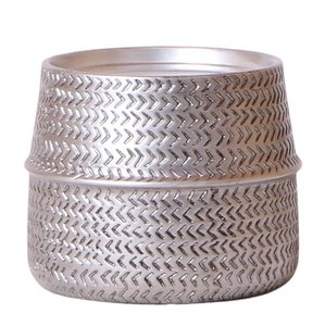 Kolibri Home | Groove Flowerpot - Silber Keramik Sierpot - Ø12cm