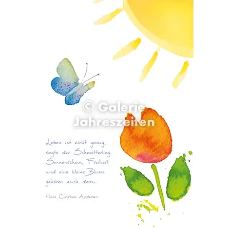 Watercolor card butterfly | Quote Andersen | Freedom