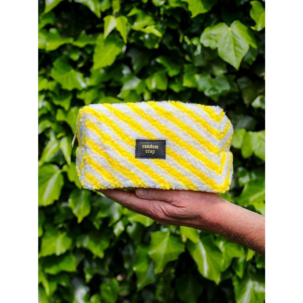 Sac Random merde jaune blanc à rayures en tissu peluche
