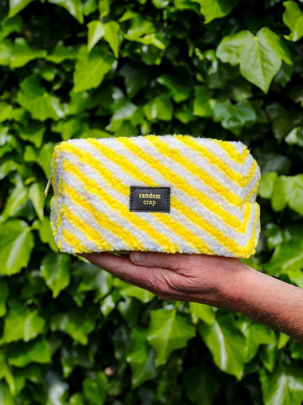 Sac Random merde jaune blanc à rayures en tissu peluche