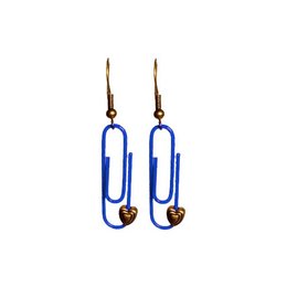  Blue personalized paperclip earrings with metal accents. Drop earring style.

The image shows a pair of blue paperclip-shaped earrings with metal accents. The earrings have a drop style design. This product would be suitable for a semantic search related to 'blue', 'paperclip', 'earrings', and 'drop earrings'.