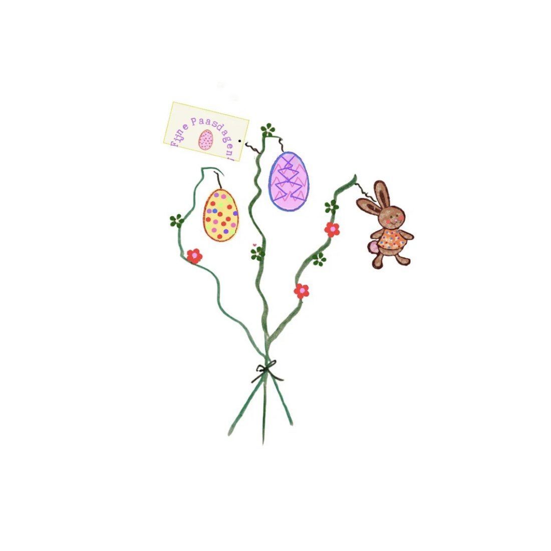 Tarjeta Rama de Pascua con Conejito