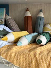Crayon velvet pillow “Blue"