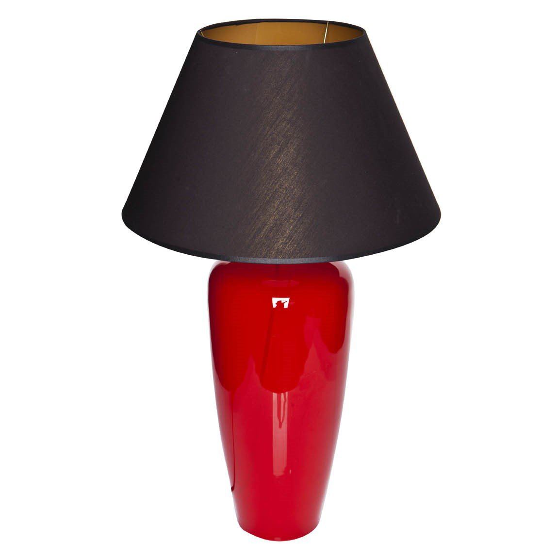 Tischlampe Glas rot schmal mit Lampenschirm schwarz