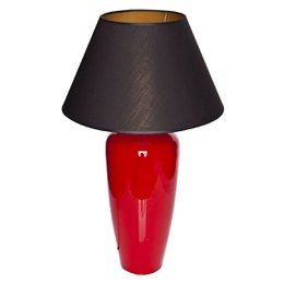 Tischlampe Glas rot schmal mit Lampenschirm schwarz