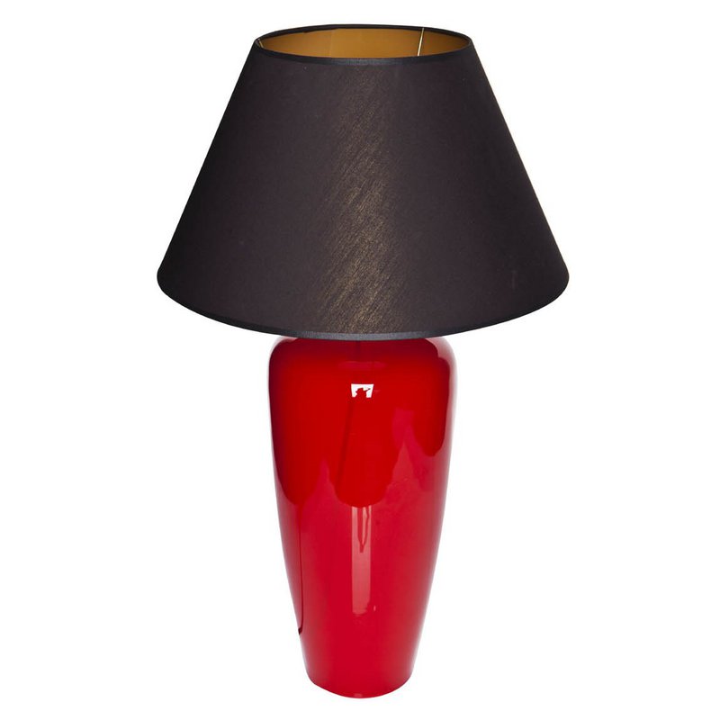 Tischlampe Glas rot schmal mit Lampenschirm schwarz