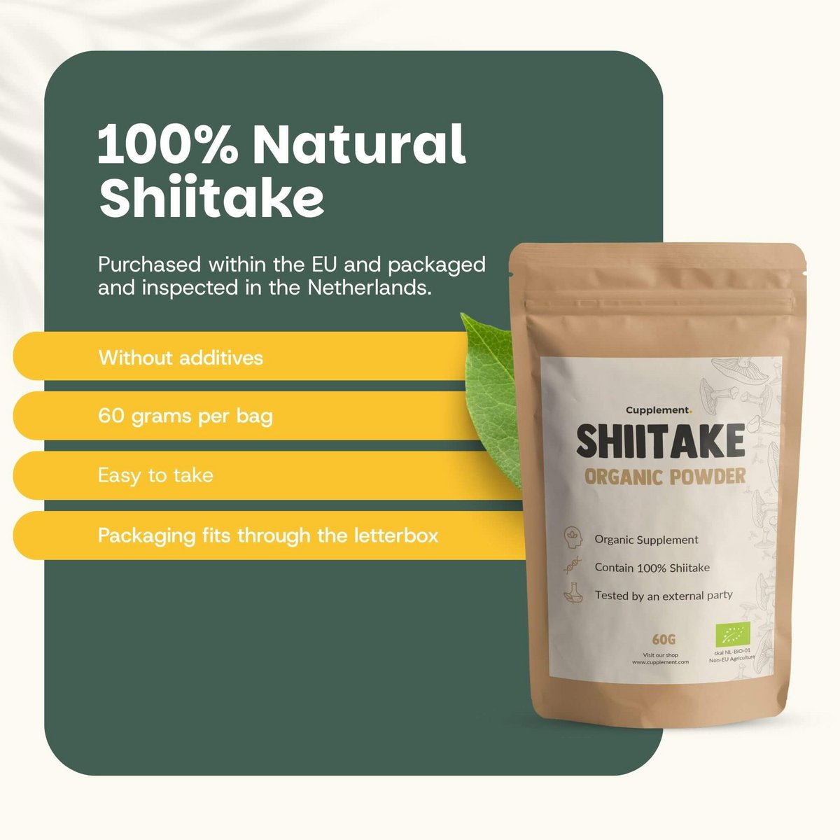 Shiitake Powder Organic -  60 Grams