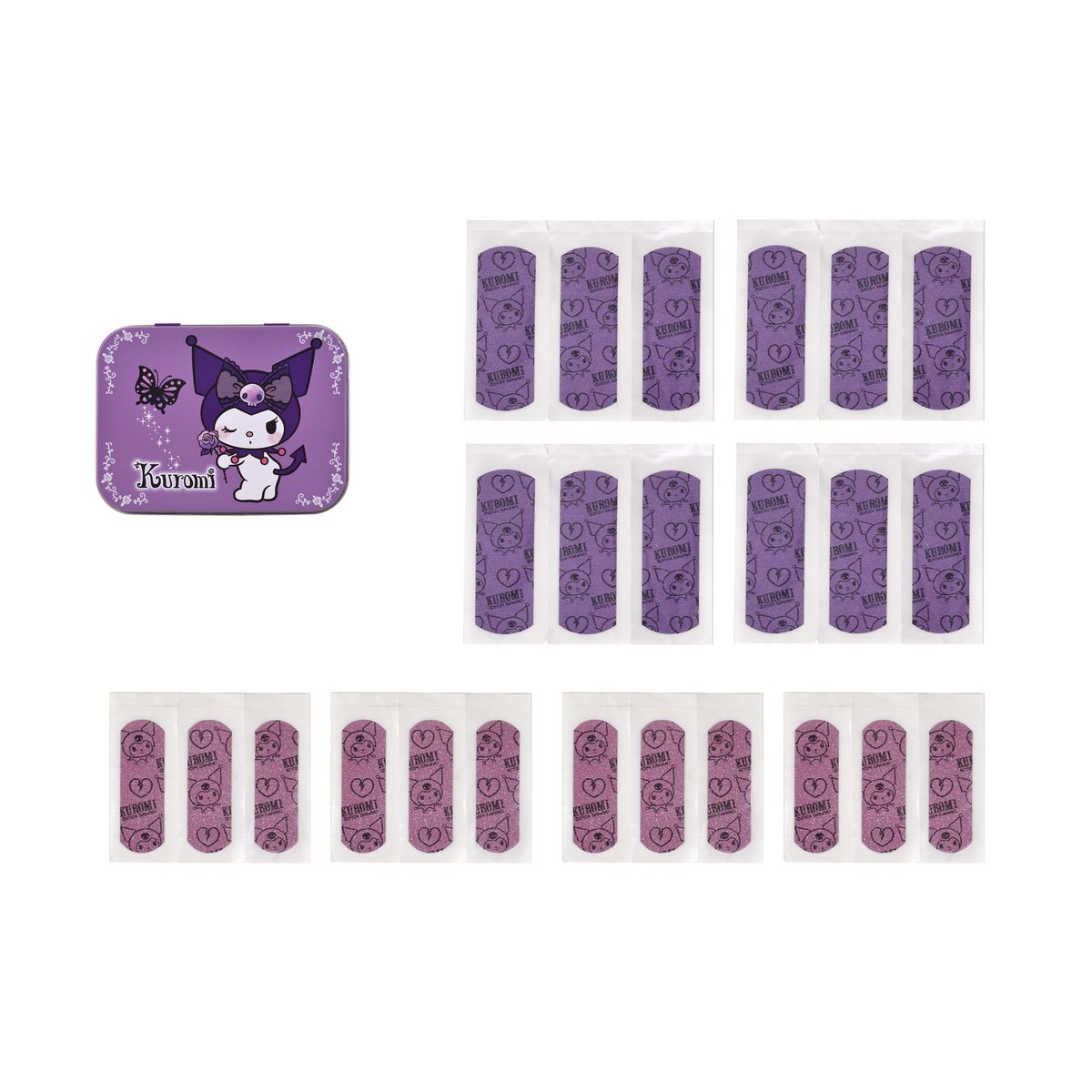 Kuromi - Caja Metálica de Vendas con Purpurina (24 Vendas)