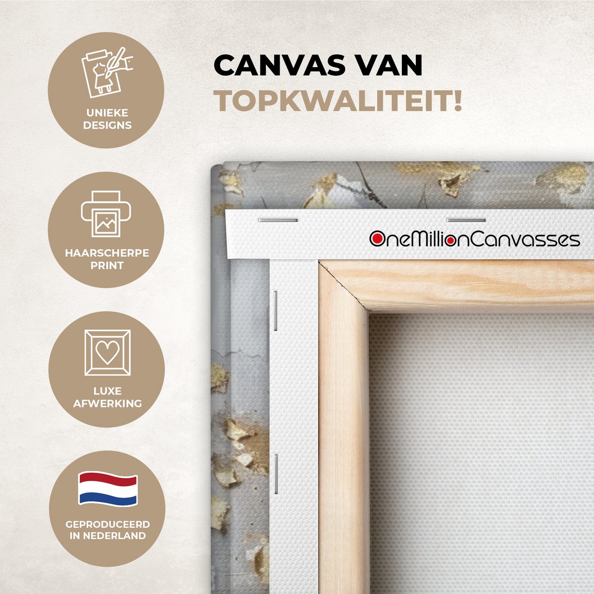 Peinture sur toile - Décoration murale - Boom - Beige - Gray - Gold - Résumé