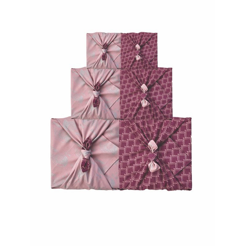 9 -teiliges Bündel Furoshiki - Burgunderbögen & Rouge Silberwale
