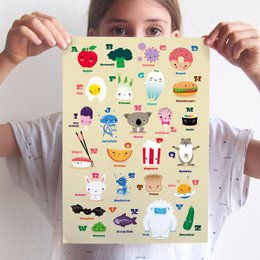 A4 Bild Kawaii ABC (englisch) für das Kinderzimmer