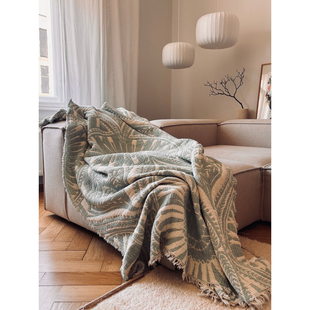 CALMA Musselin Decke - Mint - 2,20 x 2,30 m