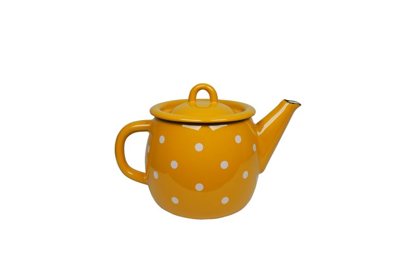 Emalje Teapot Polka Dot Mustard 1L Isabelle Rose