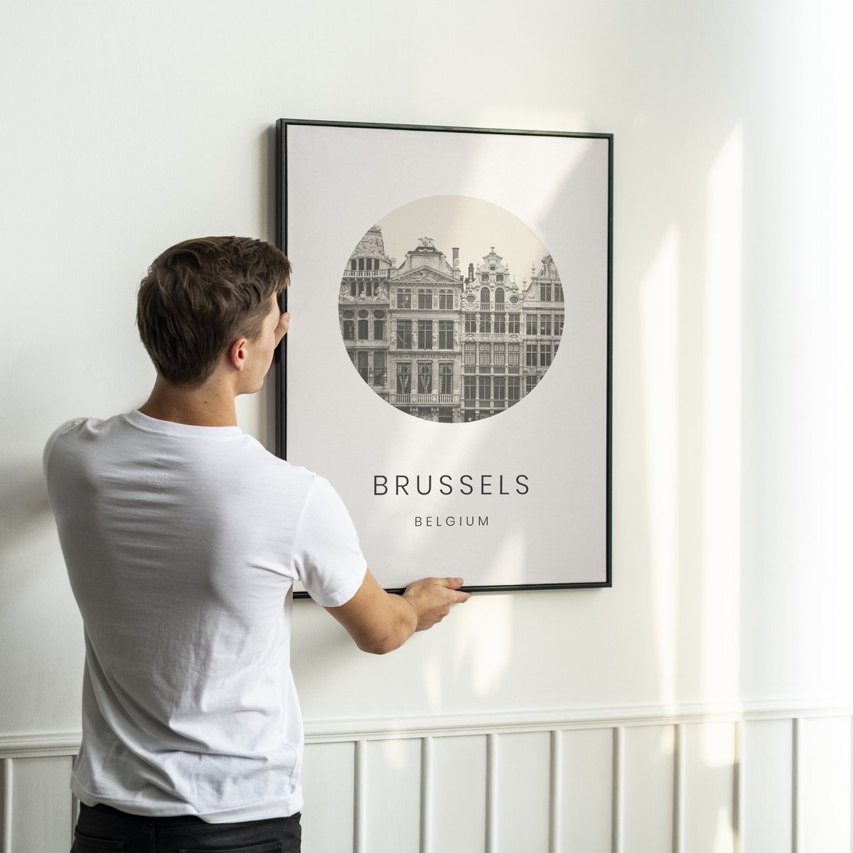 Brussels, Belgium - Minimalist Travel Tourism Wall Art Decor