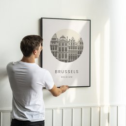 Brussels, Belgium - Minimalist Travel Tourism Wall Art Decor