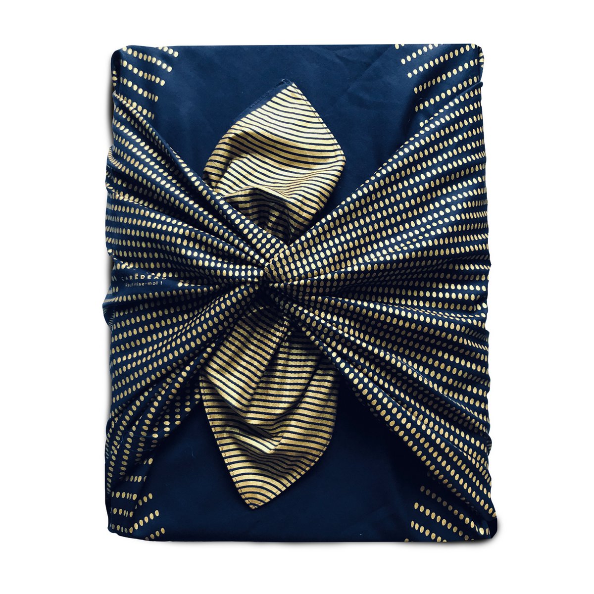 Carédeau 100% coton Design Français Emballage cadeau réutilisable taille L (85x85cm) : Oeufs d'Or