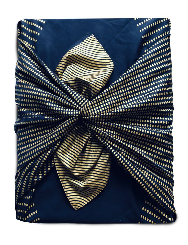 Carédeau 100 % bomuld French Design Genanvendelig gaveindpakning størrelse L (85x85cm): Guldæg