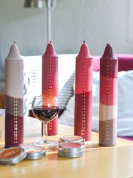 Kalenderlys Rot, Fuchsia, Beige & Brown