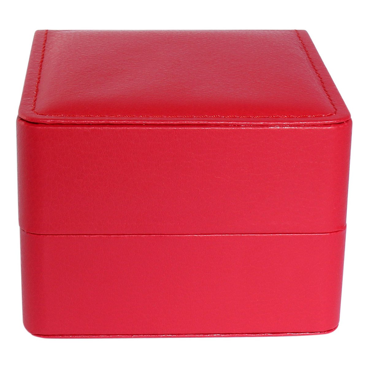 Watch box, hinged with cushion, imitation leather, 11 x 10 x 7.3 cm, red
