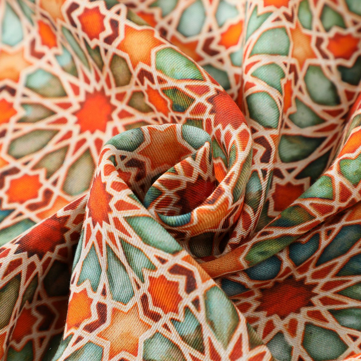 Naranja bufanda inspirada en el arte islámico Zellige