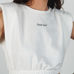 Statement Crop Tee "IF I GO TO HELL" - Weiss