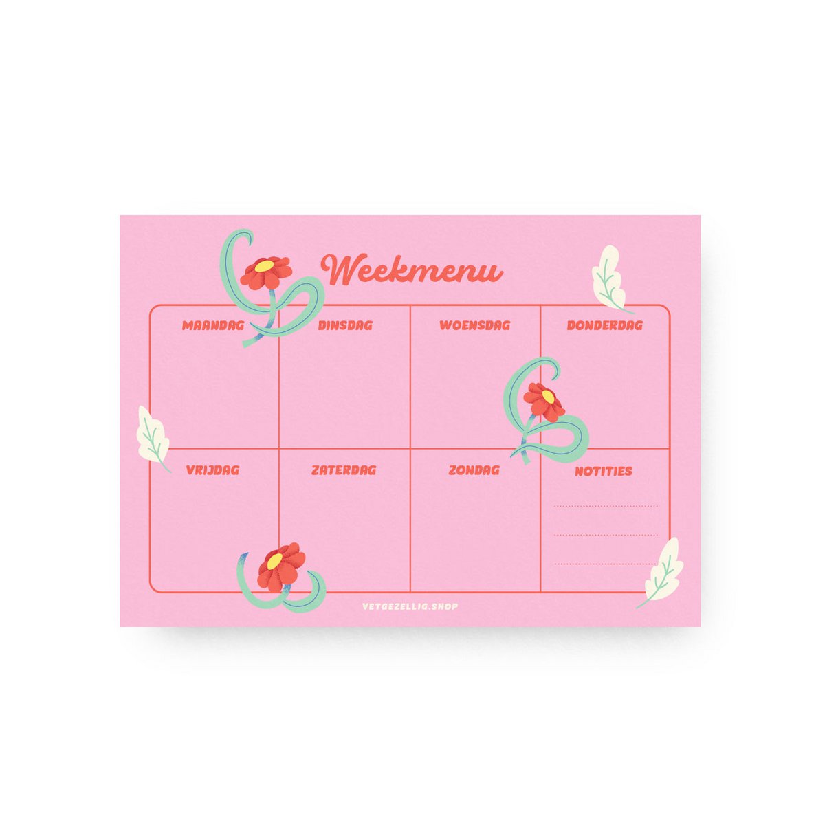 A5 ‘Weekmenu’ Notitieblok – 50 vellen