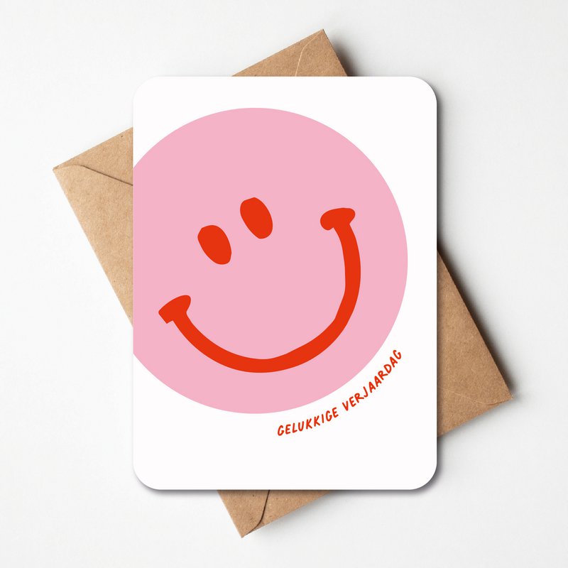 Verjaardagskaart | Smiley roze