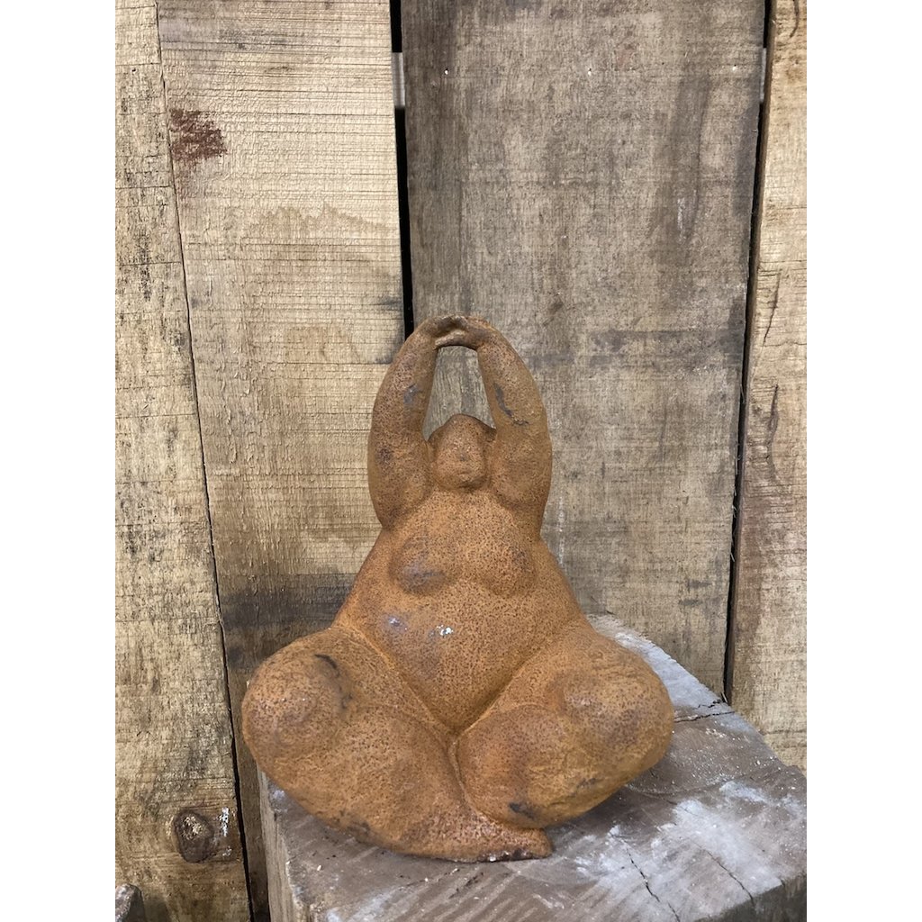 Mujer de hierro fundido en postura de yoga, 19x14x23cm, 3kg