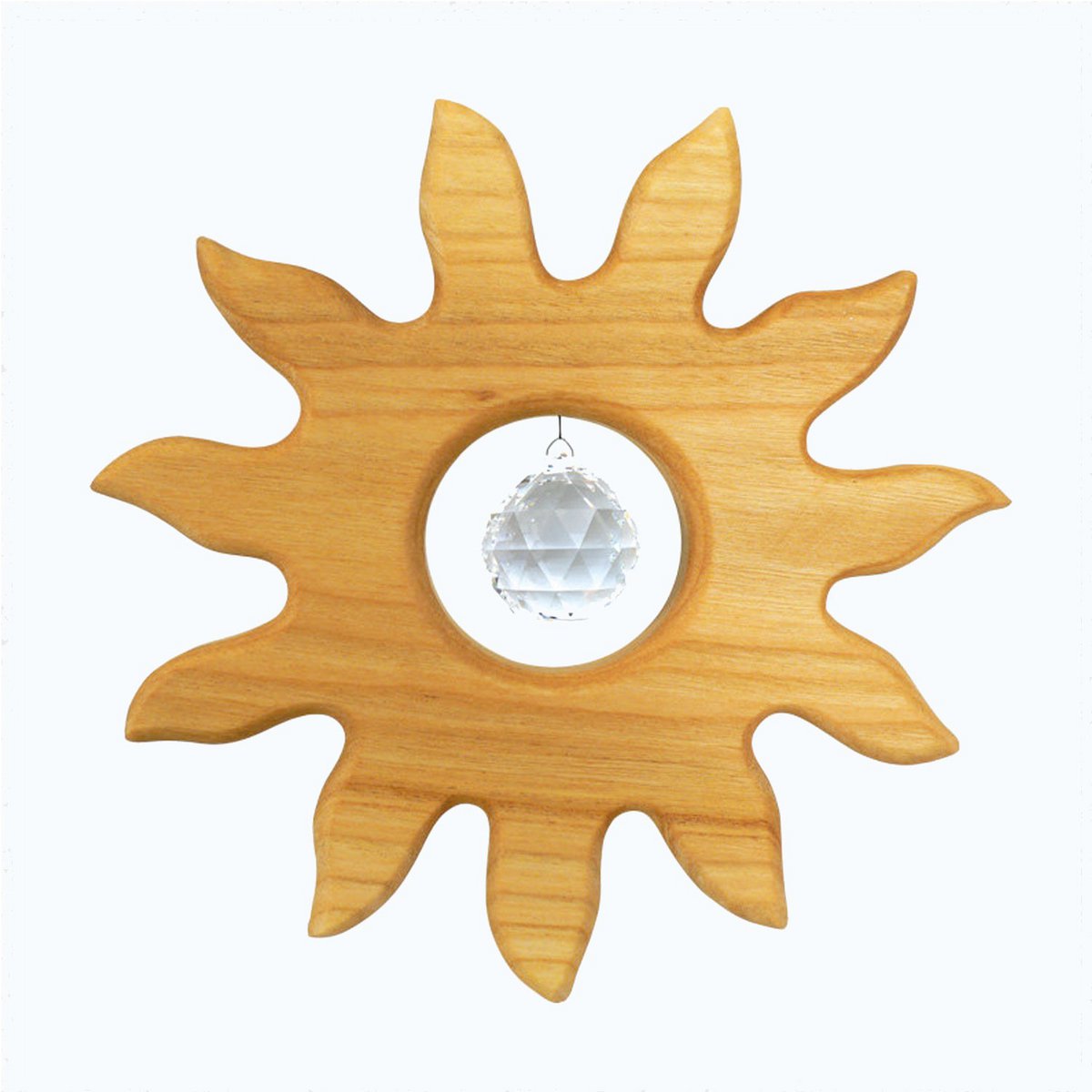 Wooden decoration made of wood sun big with crystal