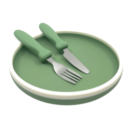 Silicone children's plate with cutlery