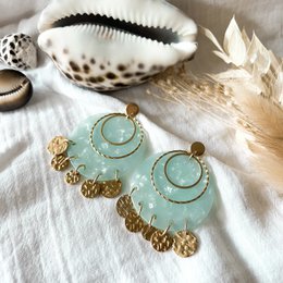 Blue and gold Maya earrings